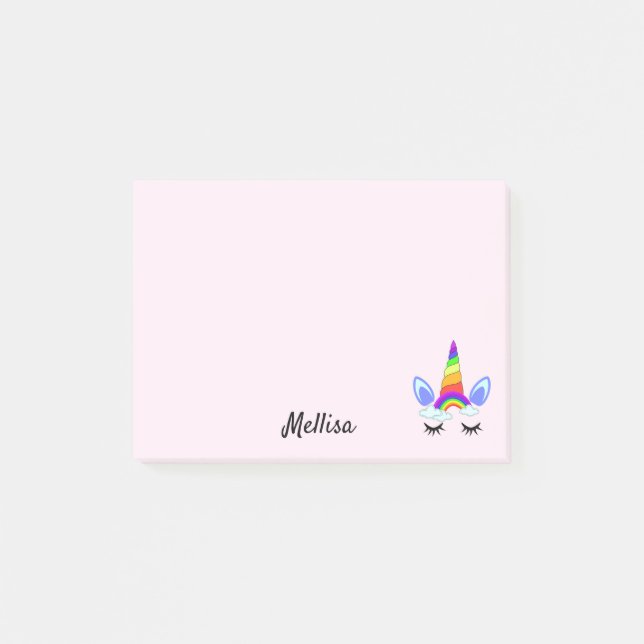 Rainbow Unicorn DIY Your Name Post-it Notes Post-it Klebezettel (Vorderseite)