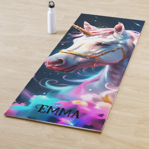 Rainbow Unicorn Doppelseitiger Individuelle Name Yogamatte