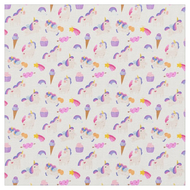Rainbow Unicorn Dreams Fabric Stoff (Nahaufnahme)