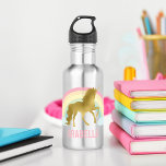Rainbow Unicorn Edelstahlflasche<br><div class="desc">Gold Regenbogen Einfärben personalisiertes Design.</div>
