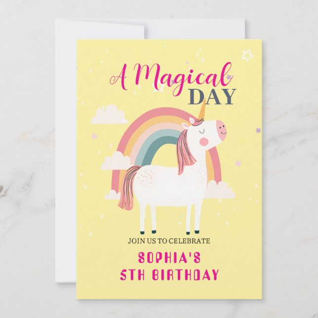 Rainbow Unicorn Einladung (Vorderseite)