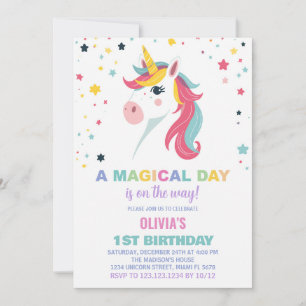 Rainbow Unicorn Einladung zum Geburtstag