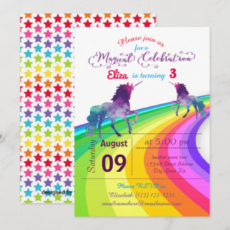 Rainbow Unicorn - Einladung zum Geburtstag