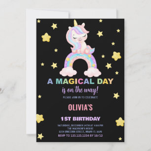 Rainbow Unicorn Einladung zum Geburtstag