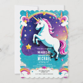 Rainbow Unicorn Einladung zum Geburtstag - Magisch