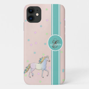 Rainbow Unicorn, farbenfrohe Sterne Monogramm Case-Mate iPhone Hülle