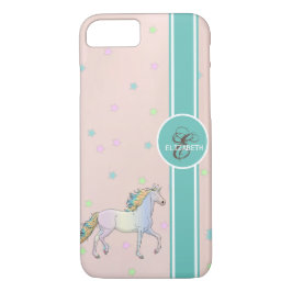 Rainbow Unicorn, farbenfrohe Sterne Monogramm Case-Mate iPhone Hülle