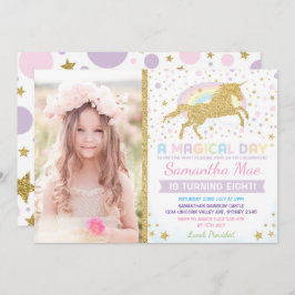 Rainbow Unicorn Geburtstag Einladung Confetti Star