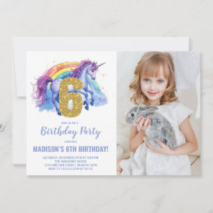 Rainbow Unicorn Geburtstag Einladungen Foto