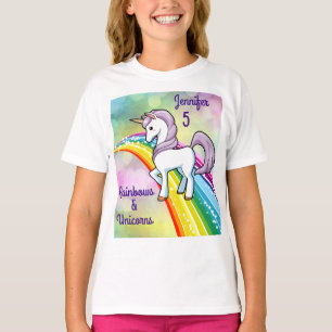 Rainbow & Unicorn Geburtstag T - Shirt Girls