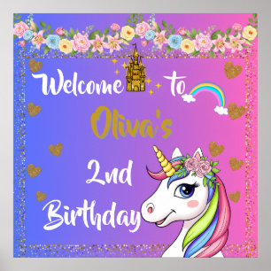 Rainbow Unicorn Geburtstags Willkommenspender Poster