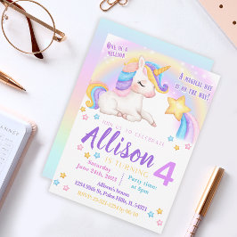 Rainbow unicorn Geburtstagseinladung Aquarell Einladung