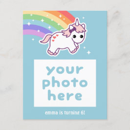 Rainbow Unicorn Geburtstagsparty Foto Einladungen