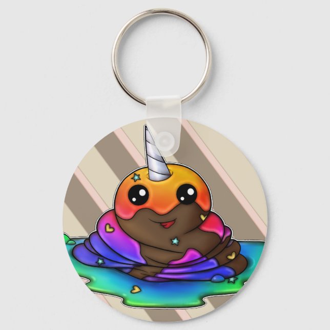 Rainbow Unicorn Gekackt Schlüsselanhänger (Vorderseite)