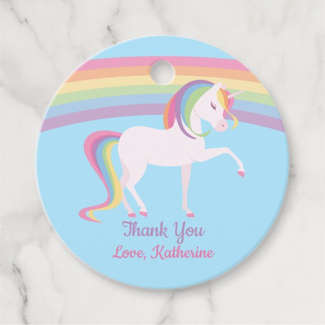 Rainbow Unicorn Geschenkanhänger (Vorderseite)