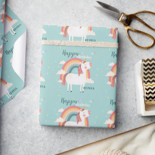 Rainbow Unicorn Geschenkpapier