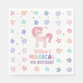 Rainbow Unicorn Girl Birthday Party Napkins Serviette