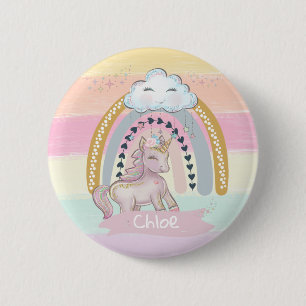 🦄 Rainbow Unicorn Girl Individuelle Name Button