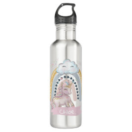 🦄 Rainbow Unicorn Girl Individuelle Name Edelstahlflasche
