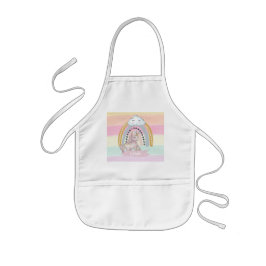 🦄 Rainbow Unicorn Girl Individuelle Name Kinderschürze
