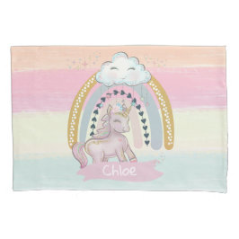 🦄 Rainbow Unicorn Girl Individuelle Name Kissenbezug