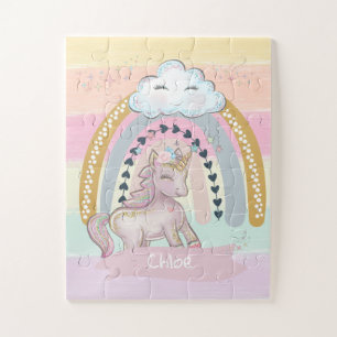 🦄 Rainbow Unicorn Girl Individuelle Name Puzzle