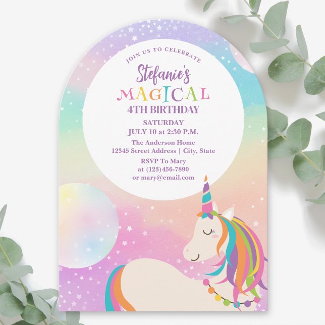 Rainbow Unicorn Girl Magical Birthday Party Einladung (Von Creator hochgeladen)