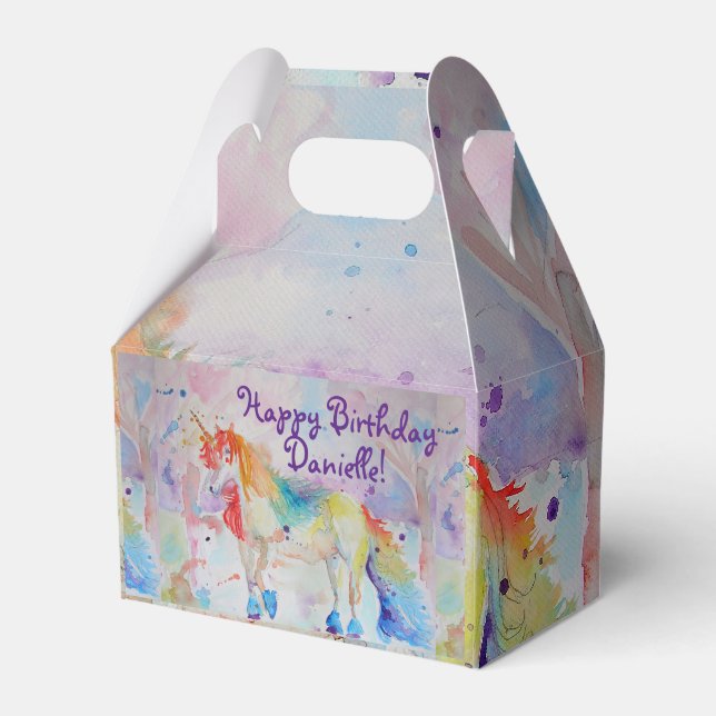 Rainbow Unicorn Girls Birthday Cake Favor Box Geschenkschachtel (Vorderseite)
