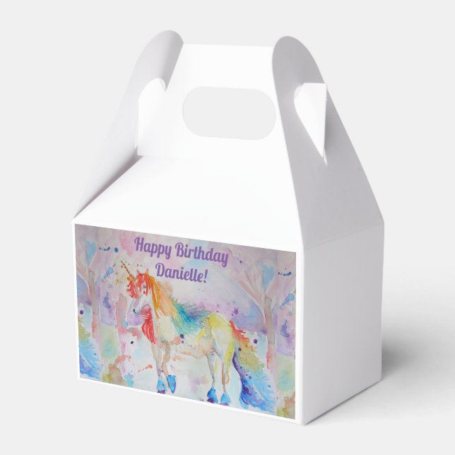 Rainbow Unicorn Girls Birthday Cake Favor Box Geschenkschachtel (Vorderseite)