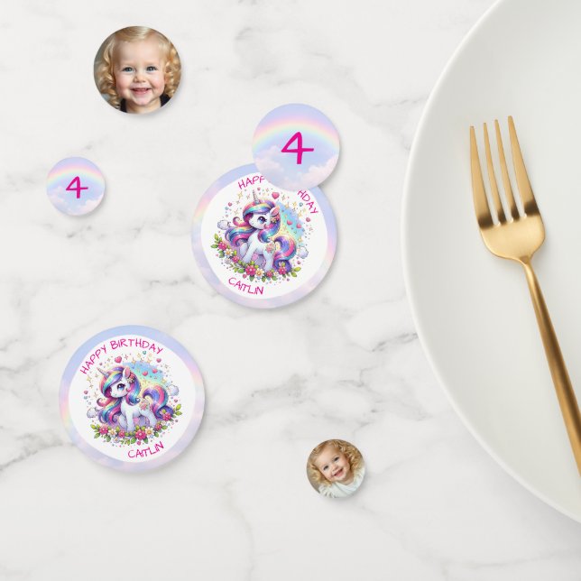 Rainbow Unicorn Girl's Birthday Party Personalized Konfetti (Gruppe)