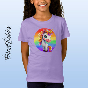Rainbow 🌈 🦄 Unicorn Girly Animal Colorful Lila T-Shirt