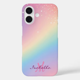 Rainbow Unicorn Glitzer iPhone 16 Hülle