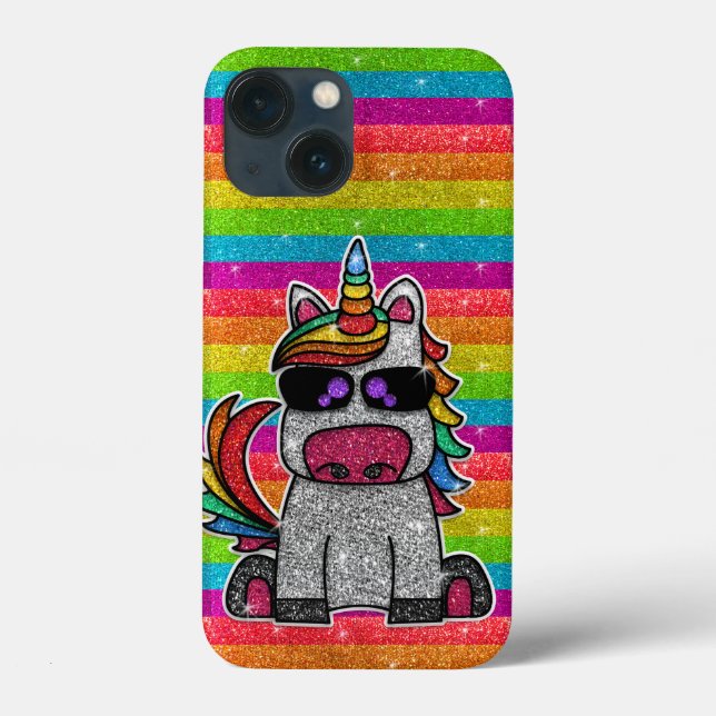 Rainbow Unicorn Glitzer Funkelnd Gold Glitzern Case-Mate iPhone Hülle (Rückseite)