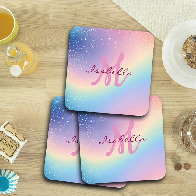 Rainbow Unicorn Glitzer Getränkeuntersetzer (Von Creator hochgeladen)