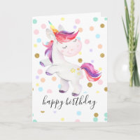 Rainbow Unicorn Glitzer Polka Dot Girl Birthday