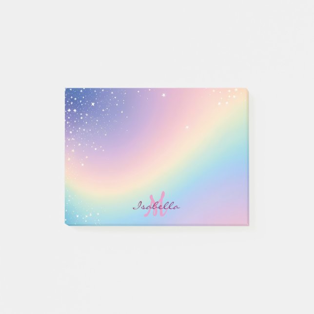 Rainbow Unicorn Glitzer Post-it Klebezettel (Vorderseite)