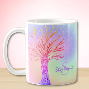 Rainbow Unicorn Glitzern Monogram Girl's Kaffeetasse