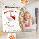 Rainbow Unicorn Gold Magische Weihnachten 2 Foto<br><div class="desc">Rainbow Unicorn Gold Magische Weihnachten 2 Foto Weihnachtskarte</div>
