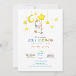 Rainbow Unicorn Hängend von Stars Baby Shower Einladung