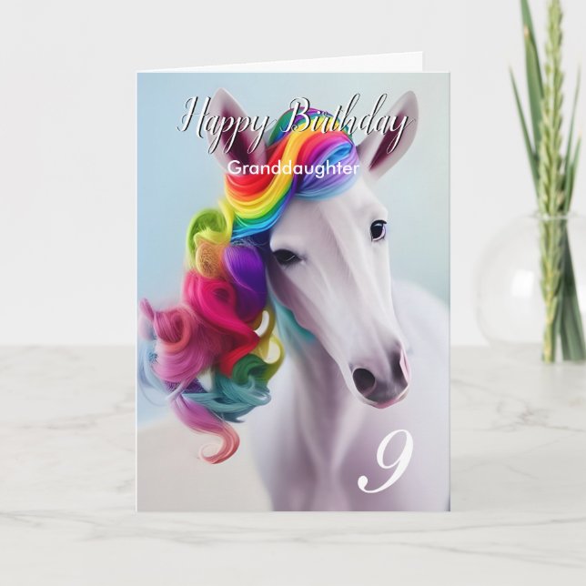 Rainbow Unicorn Happy Birthday Grandtochter Card Karte (Vorderseite)