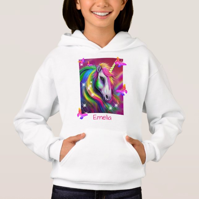 Rainbow Unicorn Head Hoodie (Vorderseite)