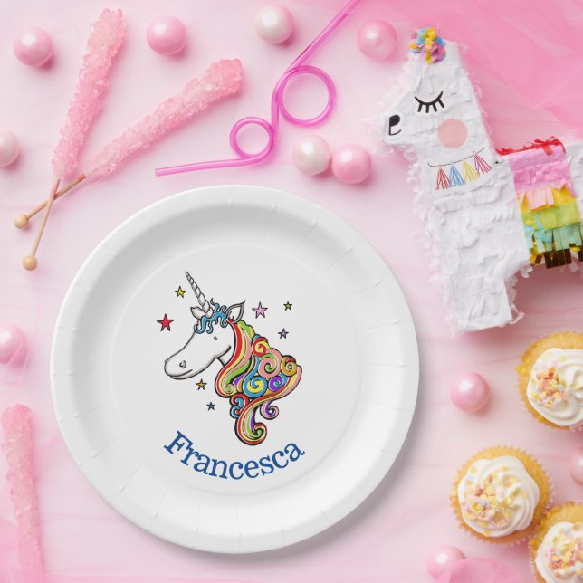 Rainbow Unicorn Heart Paper Plate Pappteller (Party)