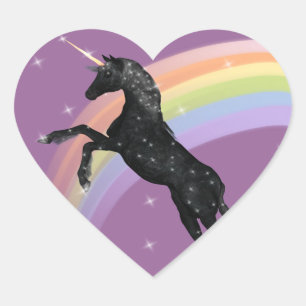 Rainbow Unicorn Herz-Aufkleber