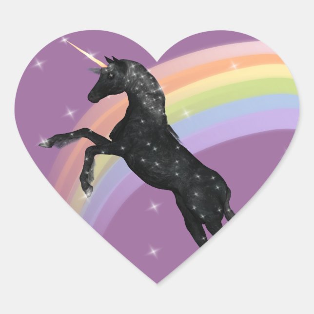 Rainbow Unicorn Herz-Aufkleber (Vorderseite)