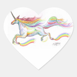 Rainbow Unicorn Horse Pony Niedlich Fly Heart Stic Herz-Aufkleber