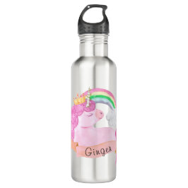 🌈 Rainbow Unicorn Individuelle Name Edelstahlflasche