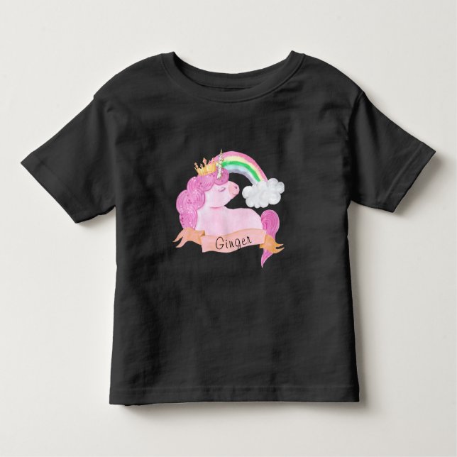 🌈 Rainbow Unicorn Individuelle Name    Kleinkind T-shirt (Vorderseite)