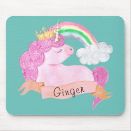 🌈 Rainbow Unicorn Individuelle Name Mousepad