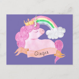 🌈 Rainbow Unicorn Individuelle Name Postkarte