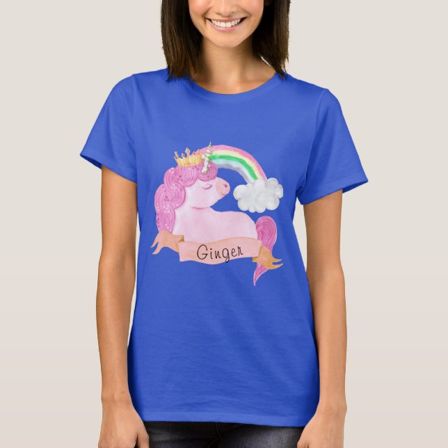 🌈 Rainbow Unicorn Individuelle Name  T-Shirt (Vorderseite)
